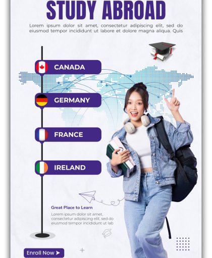 Study Abroad Poster PSD Template - Perfect for Promoting Global Education Opportunities